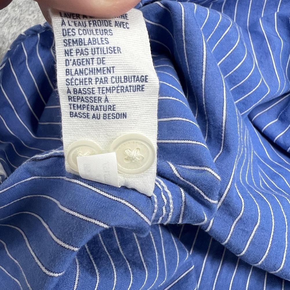 American Eagle Shirt Mens S Blue Stripe Long Sleeve Button Up Band Collar Preppy - Picture 15 of 16